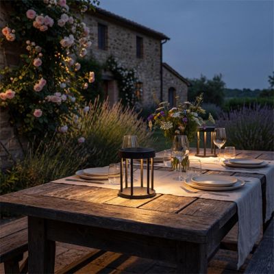 Lucide JACKSON - Stolová lampa Indoor/Outdoor - Ø 16 cm - LED Dim. - 1x2W 2850K/3150K - IP54 - Senzor deň/noc - Čierny